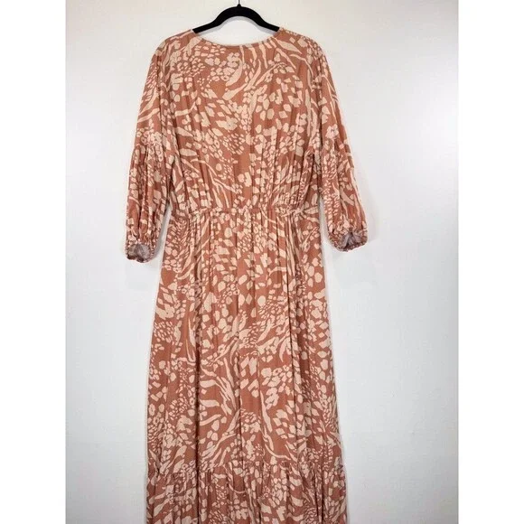 Petal & Pup Dress Brown Katerina Maxi V Neck Button Down Floral Boho Medium - Picture 10 of 12